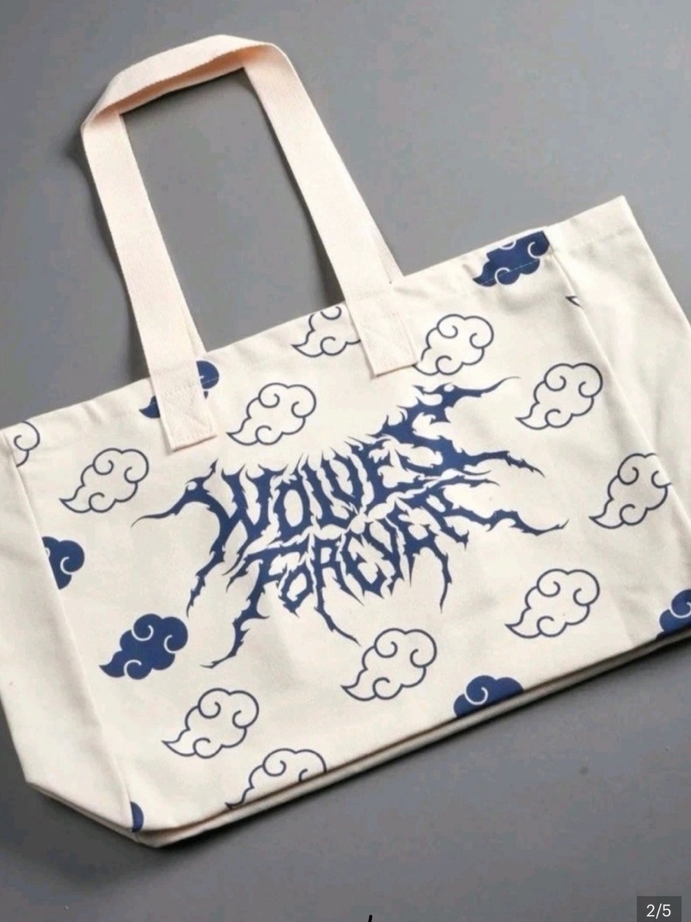 Darc Sport White Canvas Tote with Blue Cloud Graphic